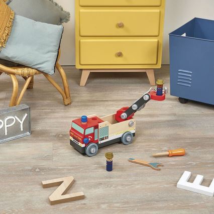 Janod - Puinen rakennussarja BRICOKIDS paloauto