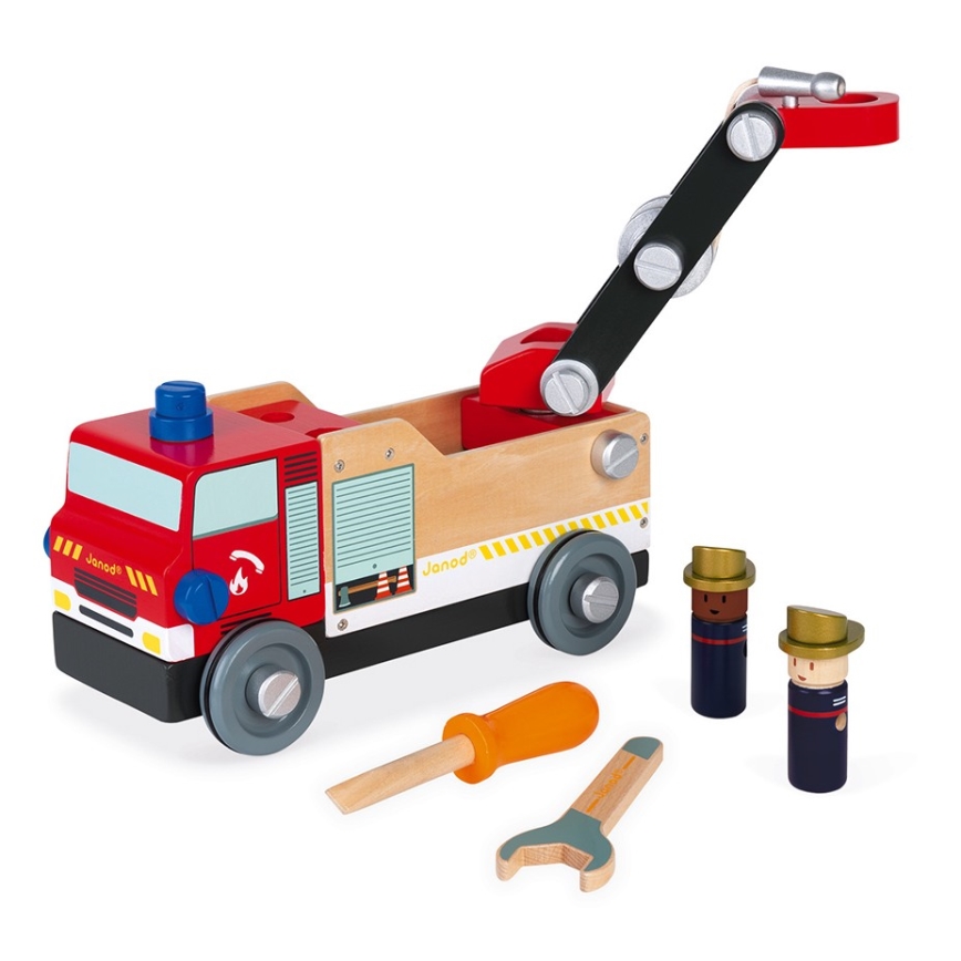 Janod - Puinen rakennussarja BRICOKIDS paloauto