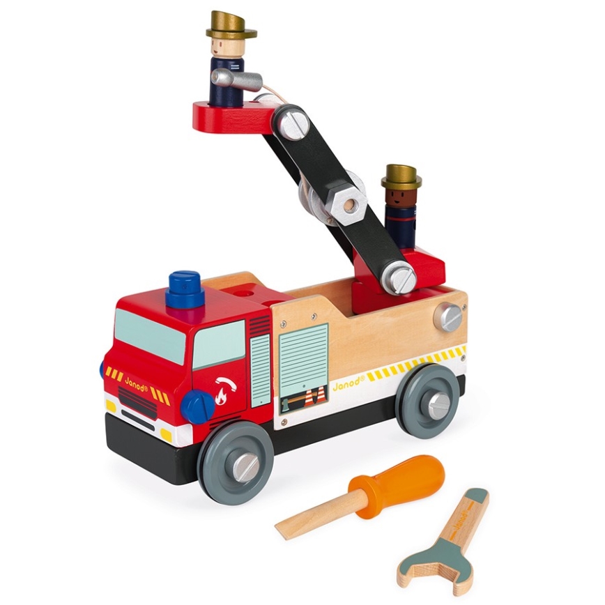 Janod - Puinen rakennussarja BRICOKIDS paloauto