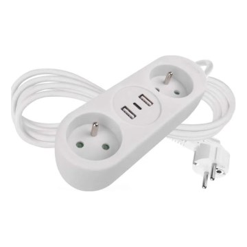 Jatkojohto 2 pistorasiaa + 2x USB-A + USB-C 1,4 m