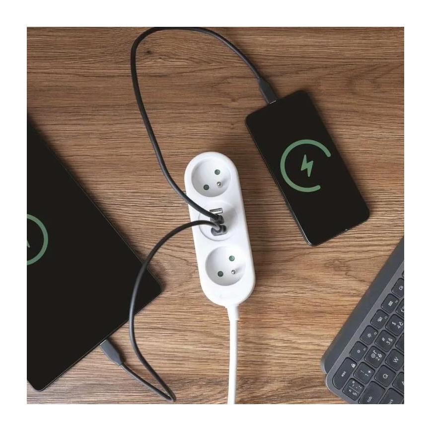 Jatkojohto 2 pistorasiaa + 2x USB-A + USB-C 1,4 m