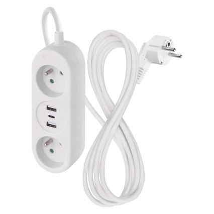 Jatkojohto 2 pistorasiaa + 2x USB-A + USB-C 1,4 m