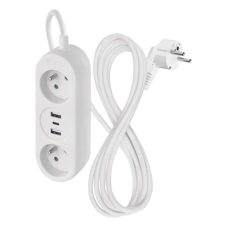 Jatkojohto 2 pistorasiaa + 2x USB-A + USB-C 1,4 m