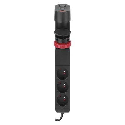 Jatkojohto kanssa attachment to pöytä 3Z + 3xUSB 1,5m musta