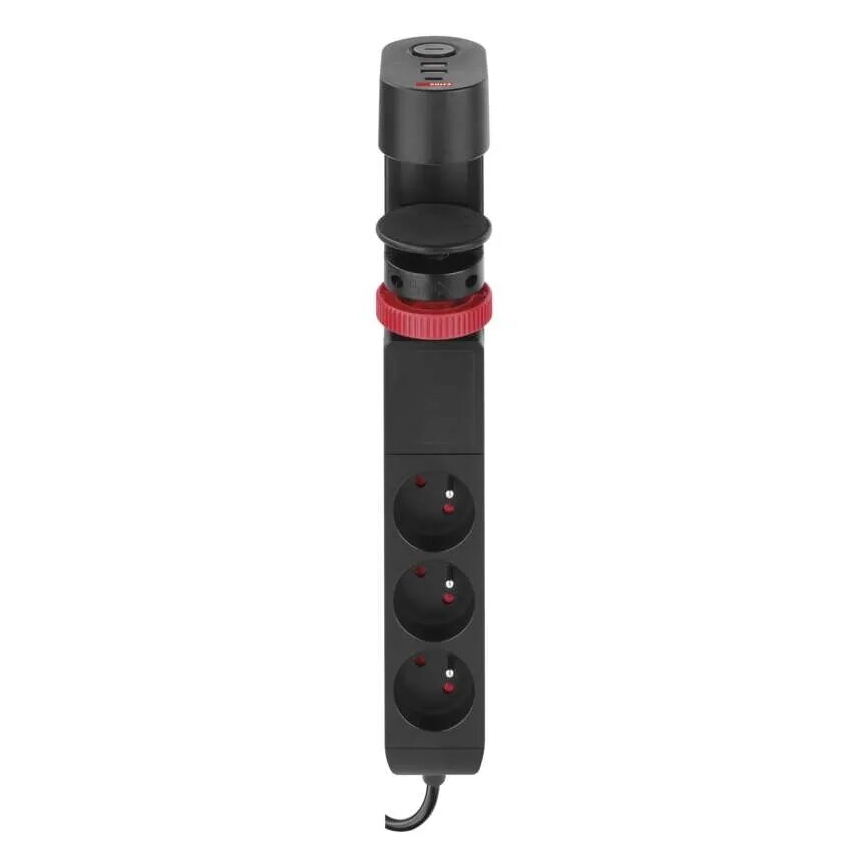 Jatkojohto kanssa attachment to pöytä 3Z + 3xUSB 1,5m musta