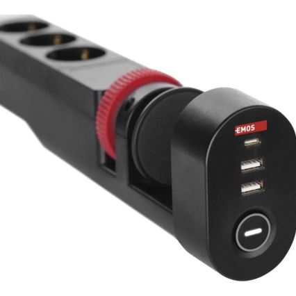 Jatkojohto kanssa attachment to pöytä 3Z + 3xUSB 1,5m musta