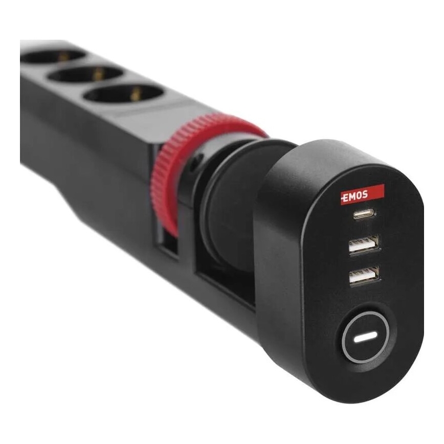 Jatkojohto kanssa attachment to pöytä 3Z + 3xUSB 1,5m musta