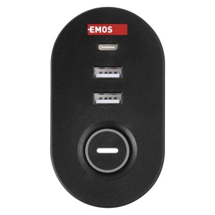 Jatkojohto kanssa attachment to pöytä 3Z + 3xUSB 1,5m musta
