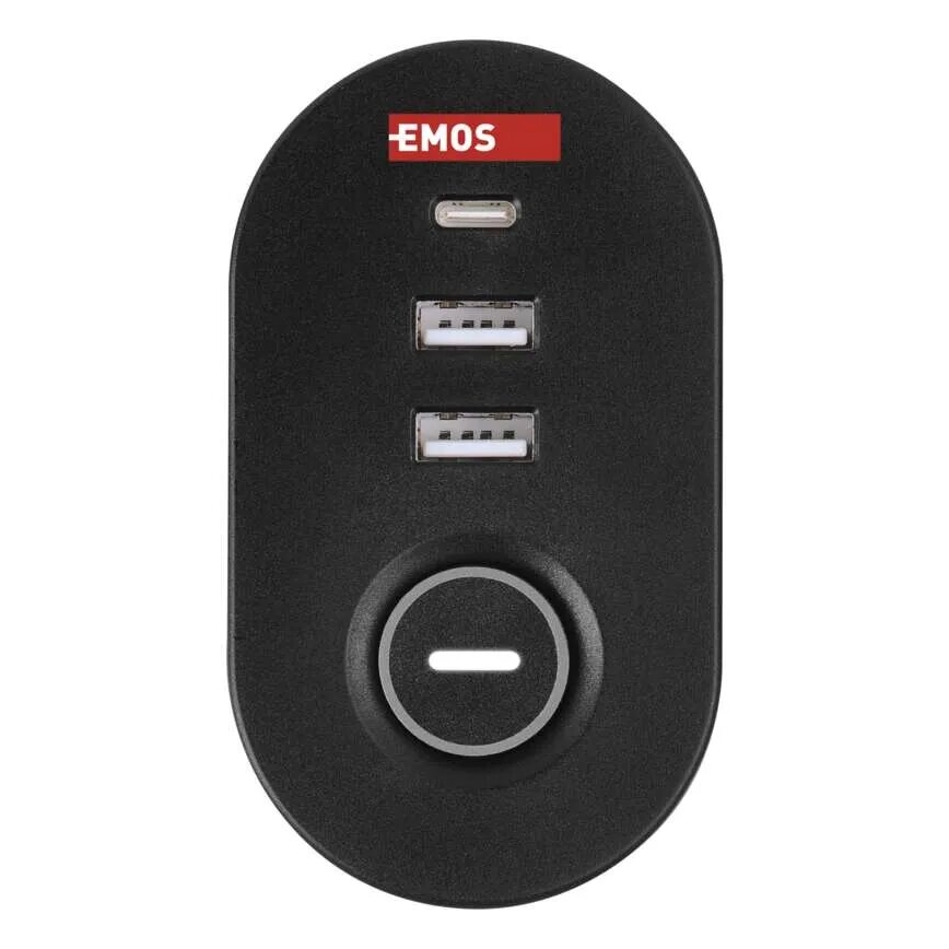 Jatkojohto kanssa attachment to pöytä 3Z + 3xUSB 1,5m musta