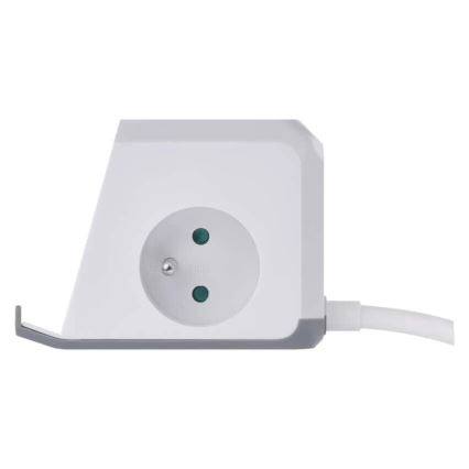 Jatkojohto kuutio langattomalla latauksella QI 2Z +2xUSB-A+1xUSB-C 2m valkoinen