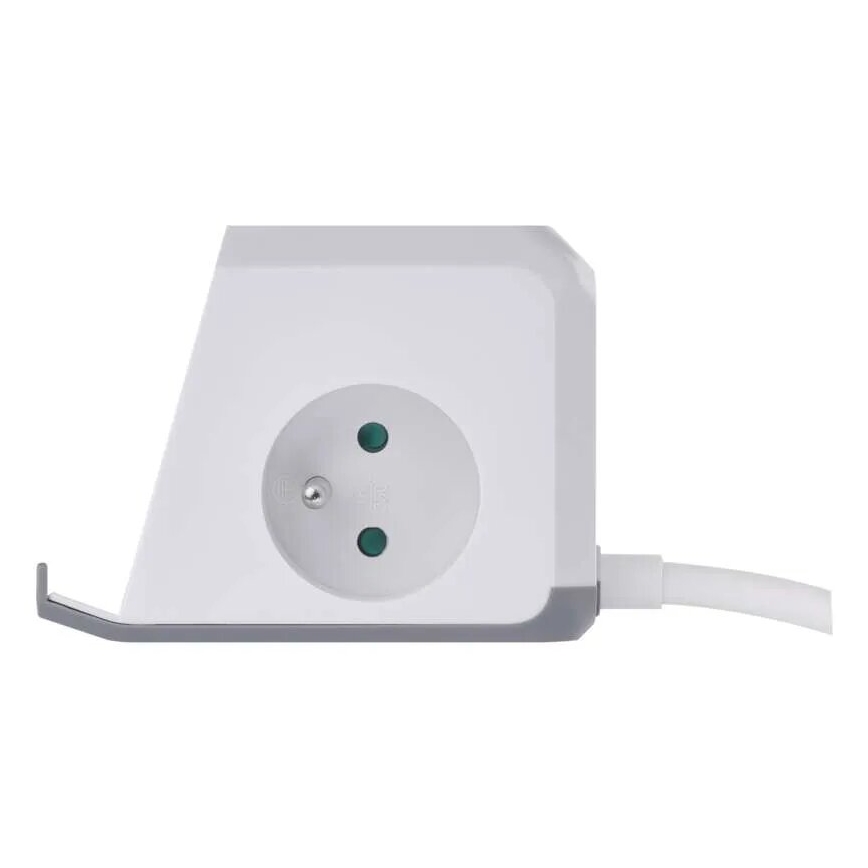 Jatkojohto kuutio langattomalla latauksella QI 2Z +2xUSB-A+1xUSB-C 2m valkoinen