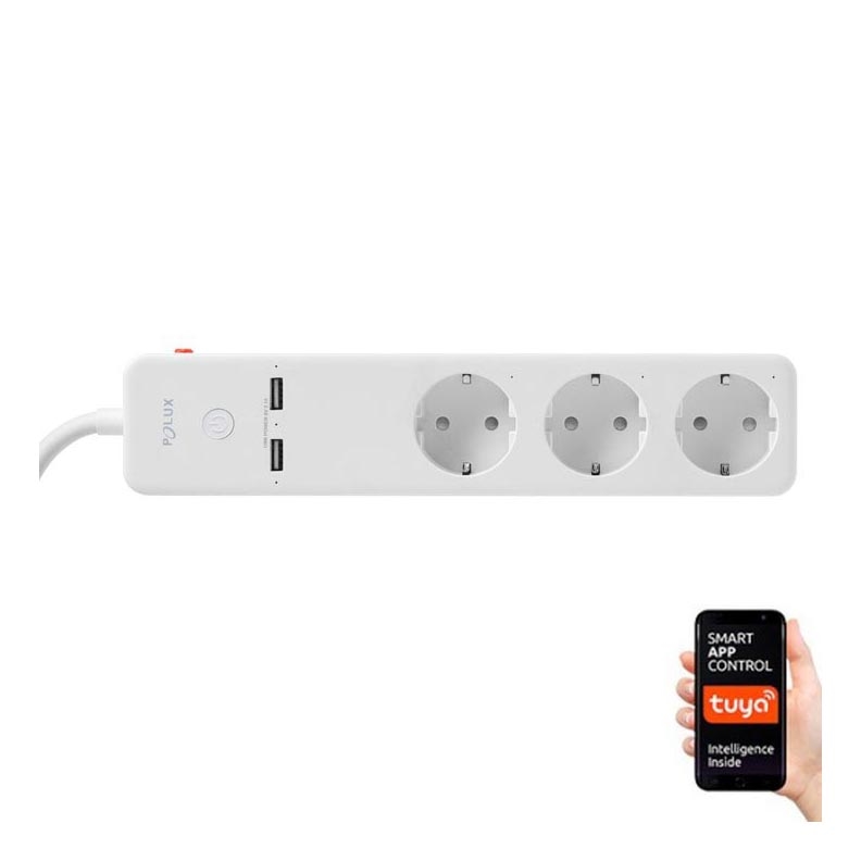 Jatkojohto SMART kytkimellä 1,5m + 2xUSB/Wi-Fi Tuya SCHUKO