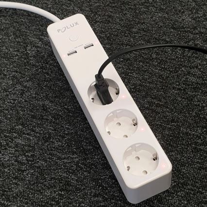 Jatkojohto SMART kytkimellä 1,5m + 2xUSB/Wi-Fi Tuya SCHUKO