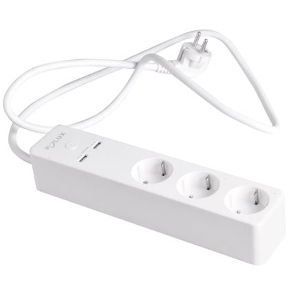 Jatkojohto SMART kytkimellä 1,5m + 2xUSB/Wi-Fi Tuya SCHUKO
