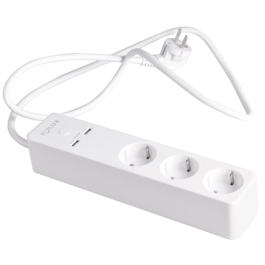 Jatkojohto SMART kytkimellä 1,5m + 2xUSB/Wi-Fi Tuya SCHUKO