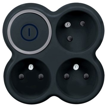 Jatkopistorasia 3x 10A kytkimellä, musta