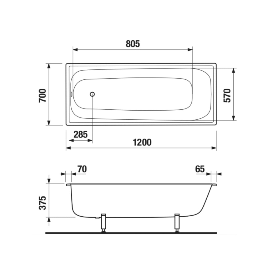 JIKA H2340200000001 - Amme RIGA 120x70 teräs/valkoinen