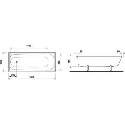 JIKA H2340600000001 - Kylpyamme RIGA 160x70 teräs/valkoinen