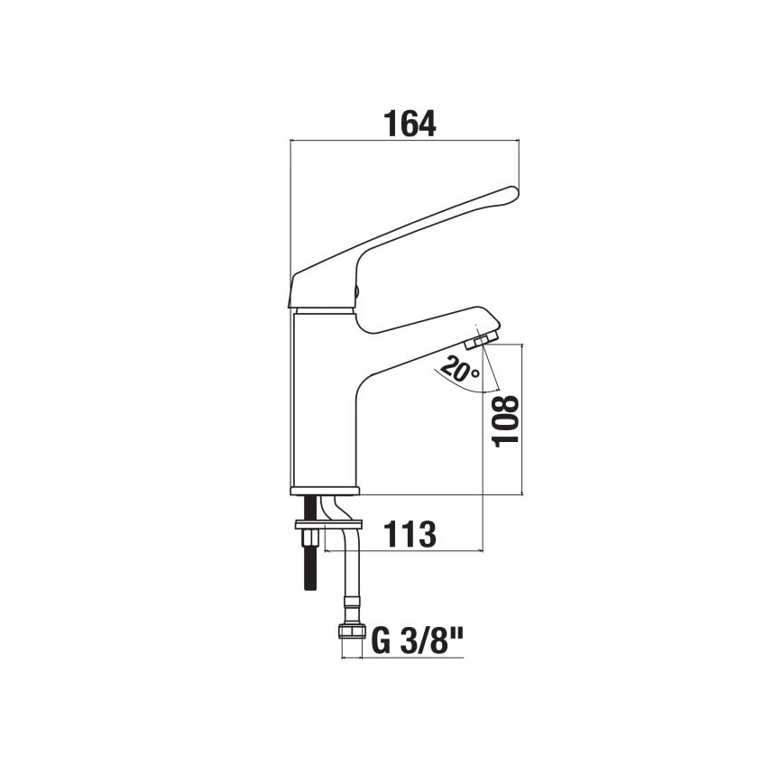 JIKA H3111W10045101 - Pesuallashana lääketieteellisellä vivulla CUBE 16,4 cm kiiltävä kromi