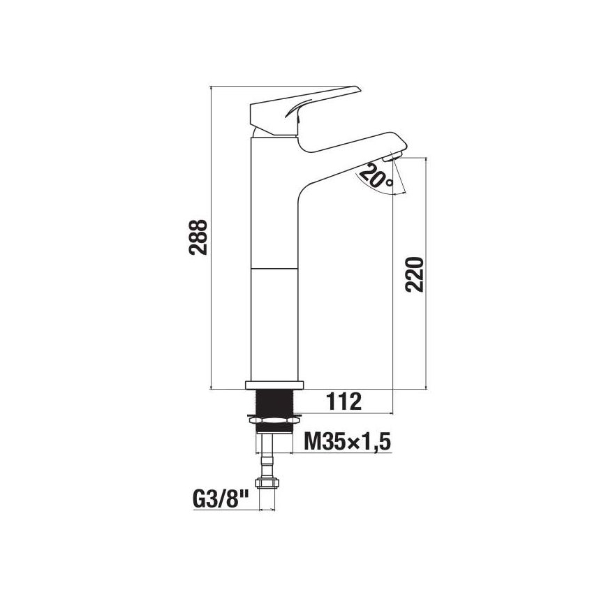 JIKA H3111W80041201 - Altaan hana CUBE 28,8 cm kiiltävä kromi