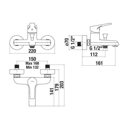 JIKA H3211W70044001 - Kylpyhana CUBE kiiltävä kromi