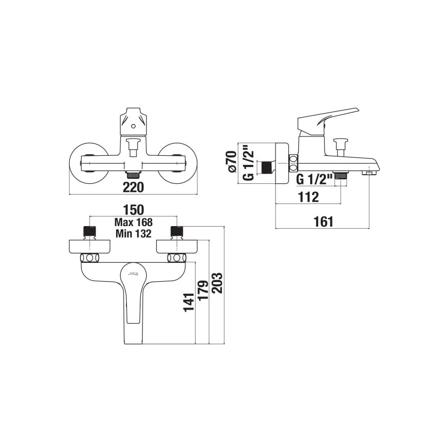 JIKA H3211W70044001 - Kylpyhana CUBE kiiltävä kromi
