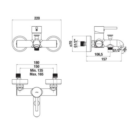JIKA H3212F70044001 - Kylpyhana MIO kiiltävä kromi