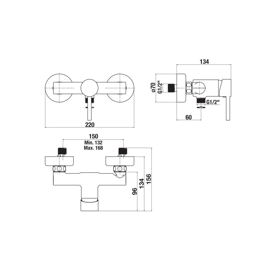 JIKA H3312F77164001 - Suihkuhana MIO matta musta