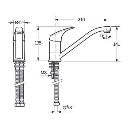 JIKA H3511N10042301 - Pesualtaan hana TALAS 13,5 cm kiiltävä kromi