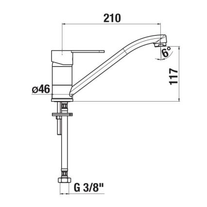 JIKA H3511Z10042301 - Pesualtaan hana LYRA 21 cm kiiltävä kromi