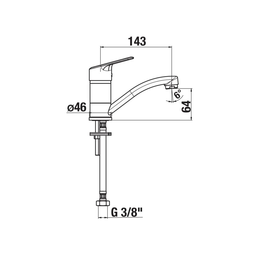 JIKA H3512E10042201 - Pesualtaan hana LYRA 14,3 cm kiiltävä kromi