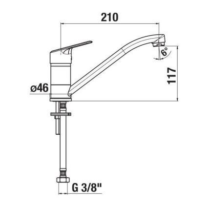 JIKA H3512E10042301 - Pesualtaan hana LYRA 21 cm kiiltävä kromi