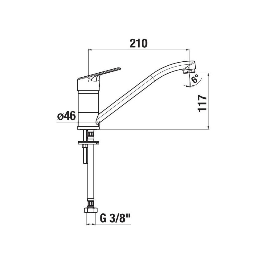 JIKA H3512E10042301 - Pesualtaan hana LYRA 21 cm kiiltävä kromi