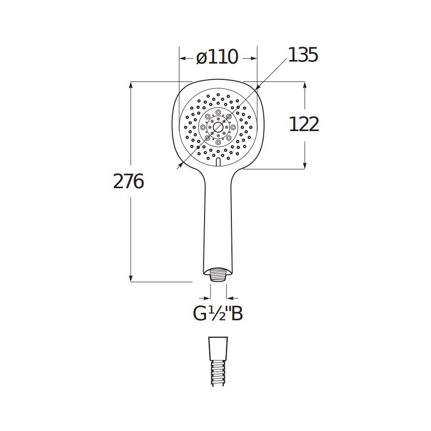JIKA H3611X20044711 - CUBITO-käsisuihku, kiiltävä kromi