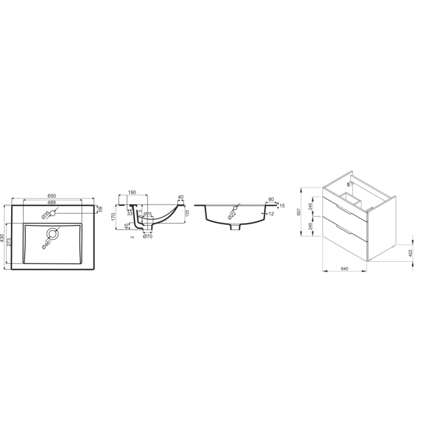 JIKA H4536021763521 - Kylpyhuonekaappi pesualtaalla CUBE 60,7x65 cm musta