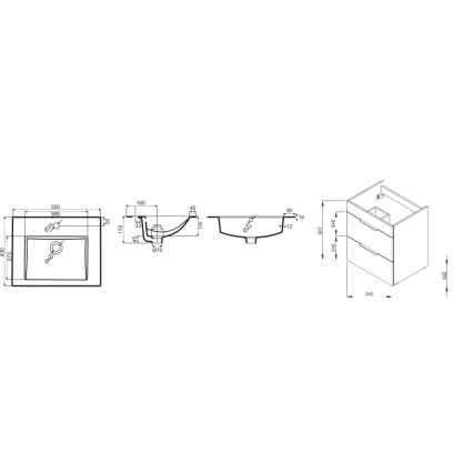 JIKA H4536111763001 - Kylpyhuonekaappi altaan kanssa CUBE 60,7x55 cm valkoinen
