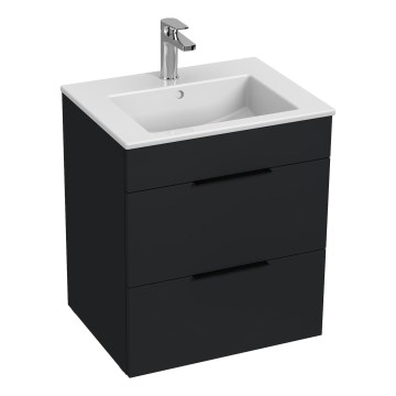 JIKA H4536121763521 - Kylpyhuonekaappi altaan kanssa CUBE 60,7x55 cm musta