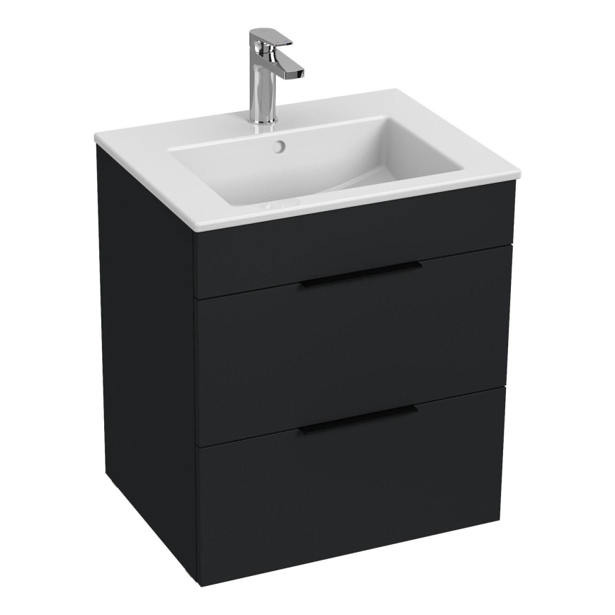 JIKA H4536121763521 - Kylpyhuonekaappi altaan kanssa CUBE 60,7x55 cm musta