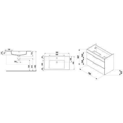 JIKA H4537621763001 - CUBE 80 cm valkoinen allaskaappi pesualtaalla
