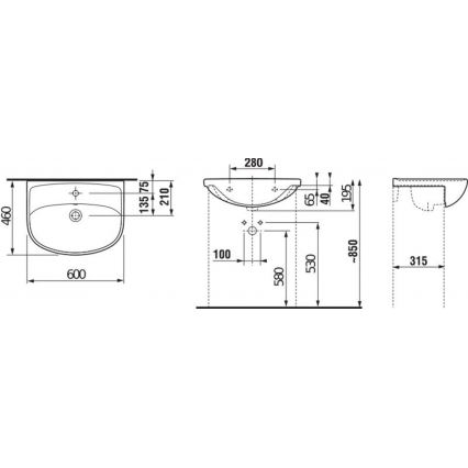 JIKA H8133830001041 - Upotettu allas LYRA 60x46 cm keramiikka/valkoinen