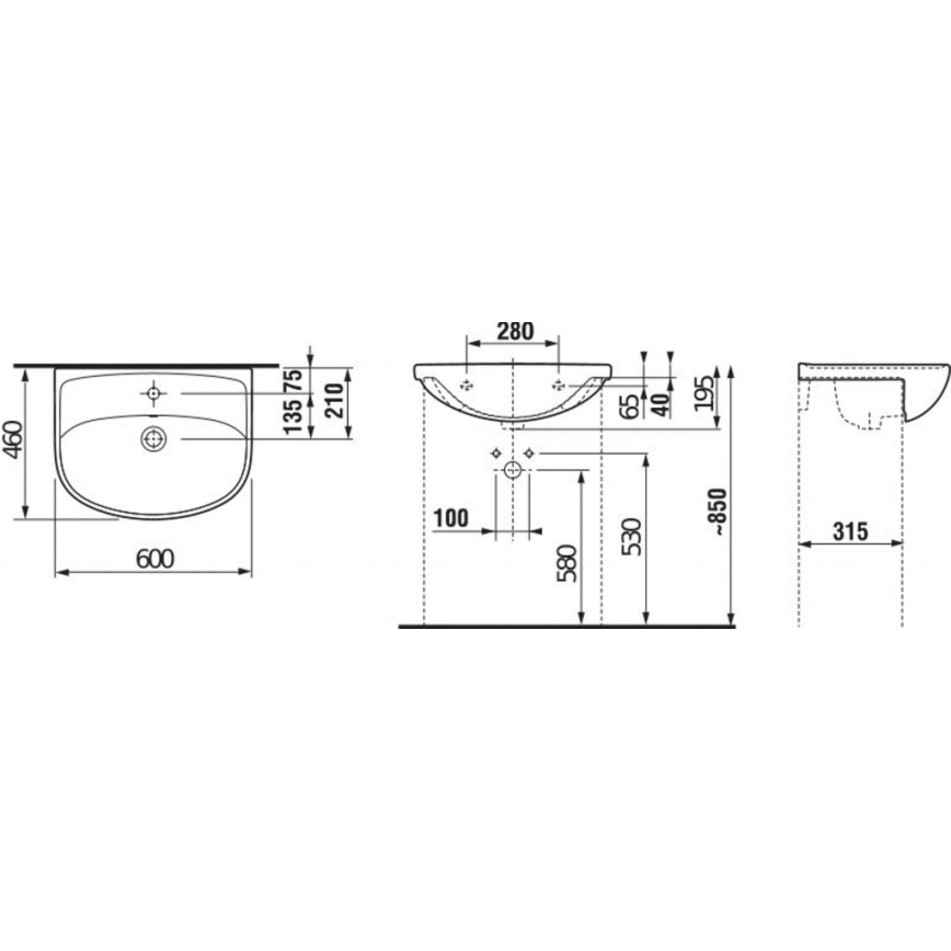 JIKA H8133830001041 - Upotettu allas LYRA 60x46 cm keramiikka/valkoinen