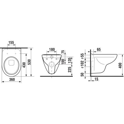 JIKA H8233800000001 - Seinään asennettava WC-istuin LYRA keramiikka/valkoinen