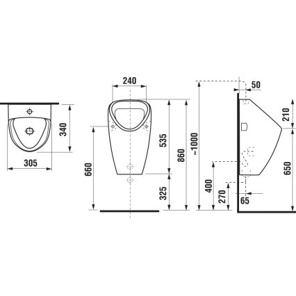 JIKA H8430610000001 - Pissuaari GOLEM sisäinen vesiliitäntä, takaviemäri keramiikka/valkoinen
