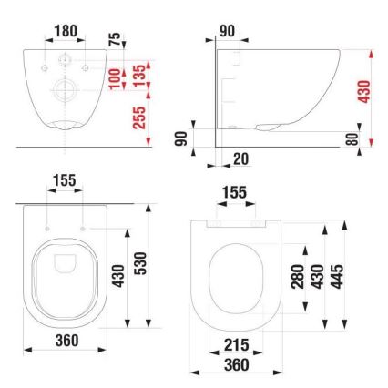 JIKA H8667140000001 - Seinään asennettava WC MIO, keraaminen/valkoinen + WC-istuimen kansi SoftClose MIO, duroplasti/valkoinen