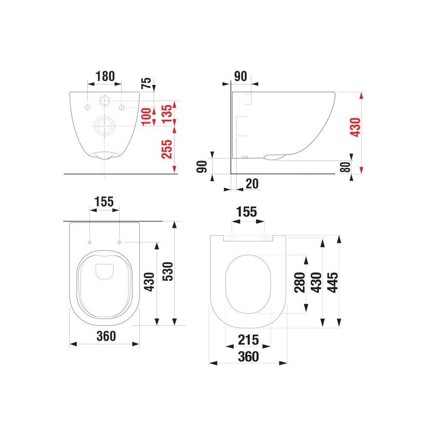 JIKA H8667140000001 - Seinään asennettava WC MIO, keraaminen/valkoinen + WC-istuimen kansi SoftClose MIO, duroplasti/valkoinen