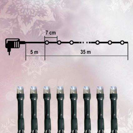 Jouluketju ulkokäyttöön 35m 500xLED / 230V kylmä valkoinen IP44