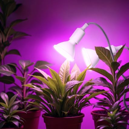 Joustava pöytävalaisin klipsillä kasvien kasvattamiseen PLANTY 2xE27/30W/230V valkoinen