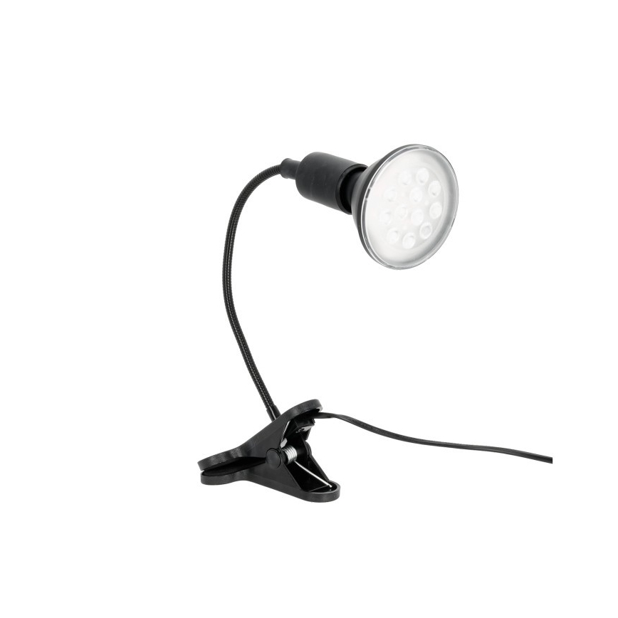 Joustava pöytävalaisin kasvien kasvatukseen, klipsillä PLANTY 1xE27/30W/230V musta