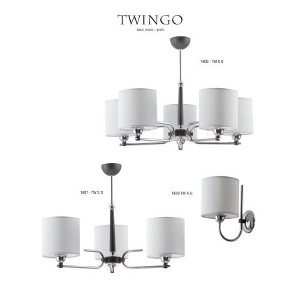 Jupiter 1408 - TW 5 G - Riippukattokruunu TWINGO 5xE27/60W/230V