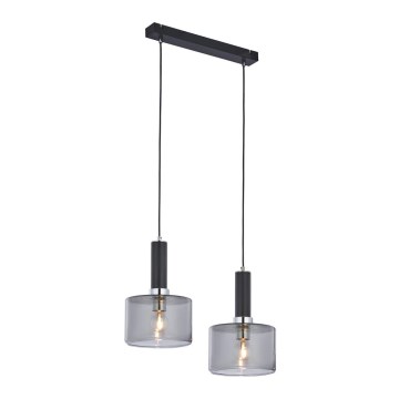 Jupiter 1859 - VA2 - Kattokruunu narulla VANES 2xE27/60W/230V hopea/musta